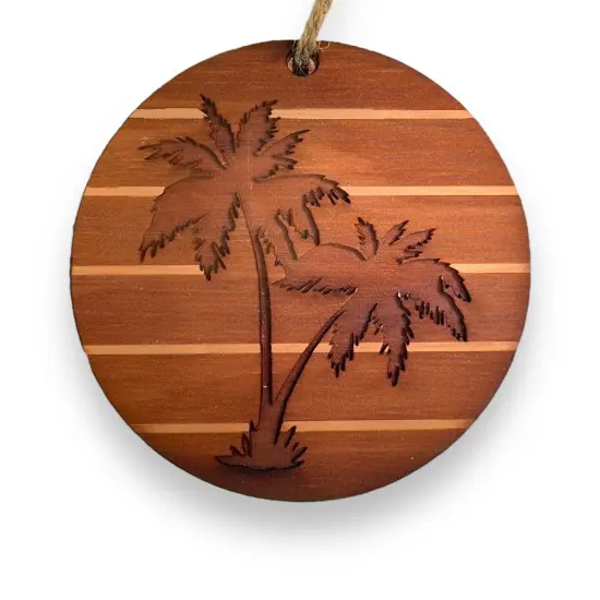 Sunset and Palm Trees - Cedar Ornament {1}