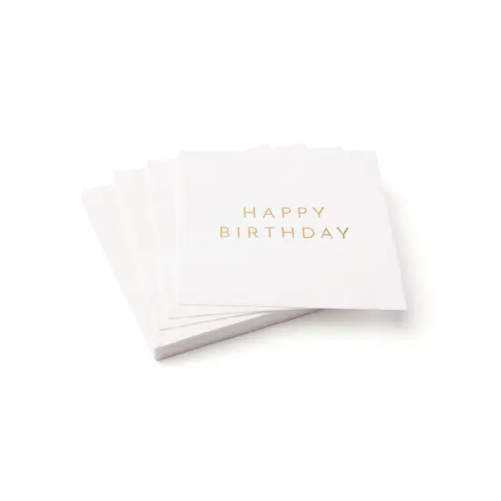 WHITE & GOLD SIGNATURE HAPPY BIRTHDAY COCKTAIL NAPKINS {2}