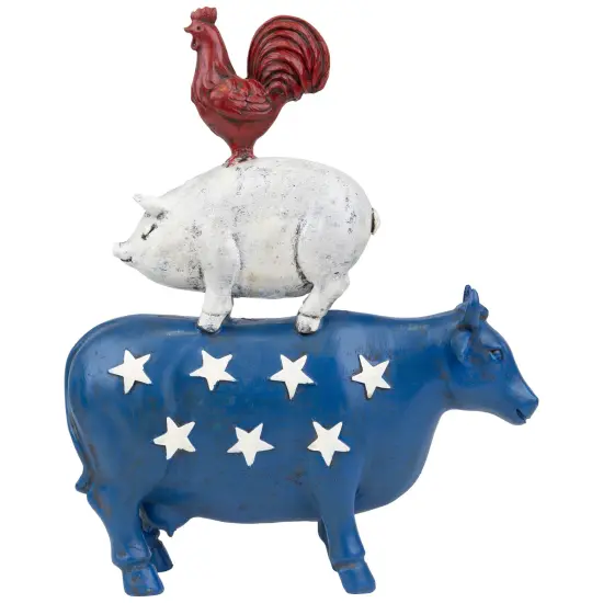Northlight Stacked Patriotic Farm Animals Outdoor Garden Statue - 12" Blue {3}