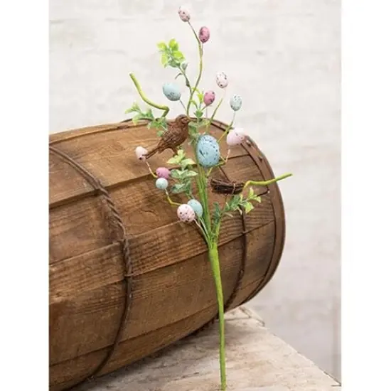 19&rdquo;High Blue and Pink Plaster Eggs with Bird and Nest Spray Perfect for Decoration {3}