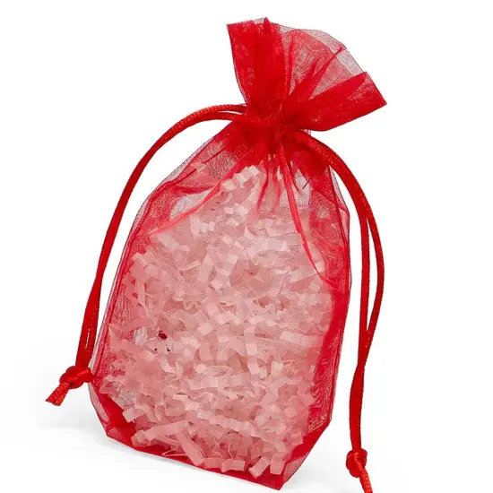 Flat Bottom Organza Bags 5 1/2 '' X 1 1/2 '' X 10 1/2 '' for Custom Packaging Red {5}