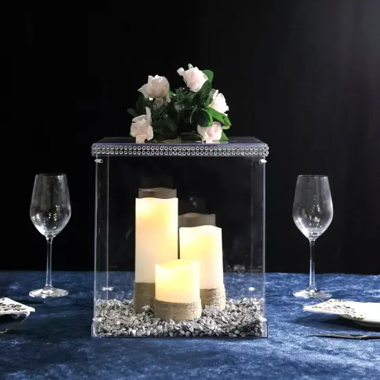 12-Inch tall Clear Acrylic DISPLAY BOX CENTERPIECE Party Column Pedestal Riser {3}