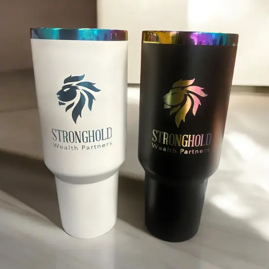 Makerflo 40 oz Rainbow Plated Powder Coated Tumbler with Twist On Clear Slide Lid and Handle Sold Separately, Ideal for Craft and Personalization (Laser Engraving, UV DTF, Epoxy, and Vinyl) {7}