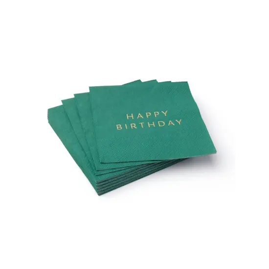EMERALD GREEN SIGNATURE HAPPY BIRTHDAY COCKTAIL NAPKINS {2}