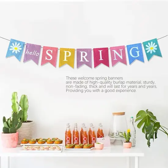 Pre-assembled Burlap Happy Easter Decorations Welcome Spring {5}