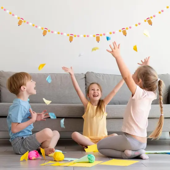 Back to School Decorations 7.5 Ft Felt Pompom Banner {3}
