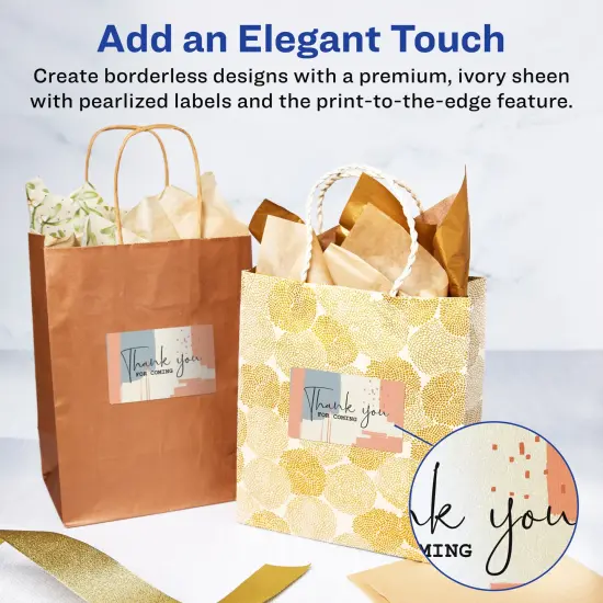 Avery Pearlized Ivory Rectangle Labels with Sure Feed Technology, Print-to-the-Edge, 4" x 5" {2}