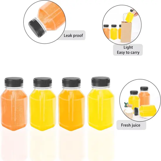 6 Pcs 4 oz Plastic Juice Bottle Reusable Bulk Beverage Containers {3}