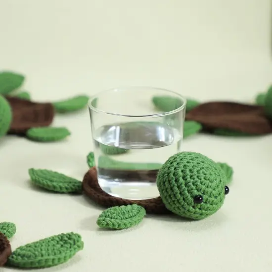 Handmade Crochet Coasters - Turtle-4 PCS {3}
