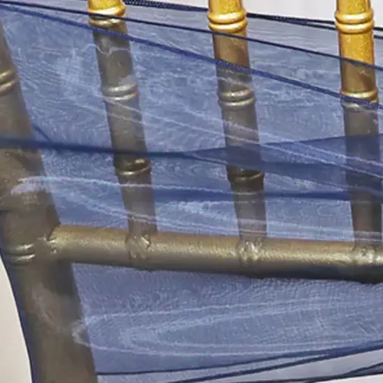 10 Pieces Navy Blue Organza Chair Sashes 8"x108" Sheer Wedding & Event Decor {5}