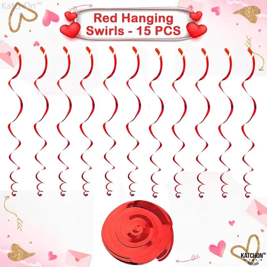 Glitter Red Hanging Heart Swirls - Pack of 30 {4}