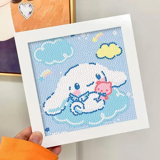 Cute 5D Diamond Art Kits with Wooden Frame,(Big Ear) {5}