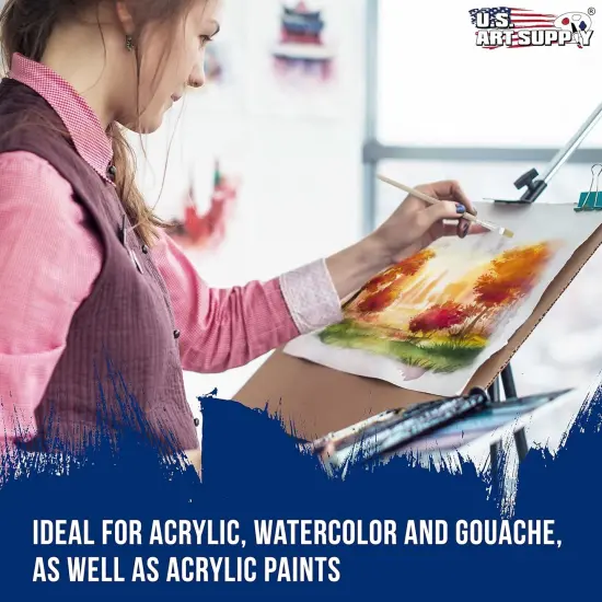 Art Supply 12-Piece Artist Paint Brush Set with 9" x 12" Wood Painting Palette - 12 Premium {5}