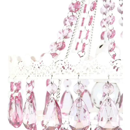 Tadpoles Pendant Chandelier - Pink Sapphire | 12" x 12" x 20" | Hardwired Installation | Uses One Medium-Base E26 Light Bulb - 40 Watts Max | Features a Metal Frame with Acrylic Beading & Dangles {3}