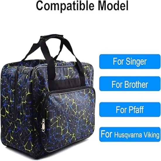 Black Sewing Machine Carrying Case,Universal Canvas Carry Tote Bag,Portable Padded Storage Dust Cover with Pockets for Sewing Machine {3}
