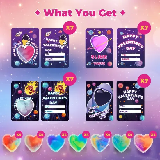 28PCS Kids Valentines Day Cards for Kids Classroom School Exchange, Valentines Cards with Slime Bulk, Valentine Cards Gifts for Kids Classroom School, Valentines Day Gifts for Kids {2}