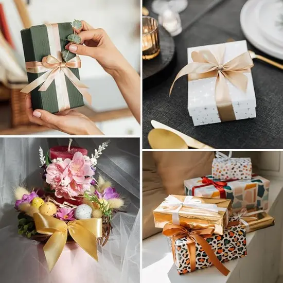 3/8" x 100 Yards Satin Ribbon - Scarlet Silk Ribbon with Spool - Ideal for Gift Wrapping, Floral Bouquets, Crafts, Wedding Party Decorations, Christmas and Sewing Projects {3}