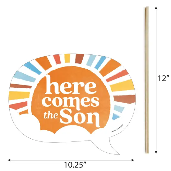 Big Dot of Happiness Funny Here Comes The Son Photo Booth Props Kit, Boy Boho Baby Shower Activity - 10 Piece {7}