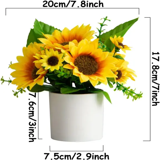 Set of 4 Mini Artificial Sunflowers in Pots &ndash; Faux Floral D&eacute;cor for Home, Office & Events {5}