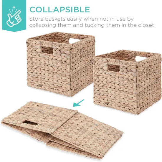 Rustic Handwoven 10.5x10.5in Hyacinth Baskets &ndash; Set of 5 Grey {4}