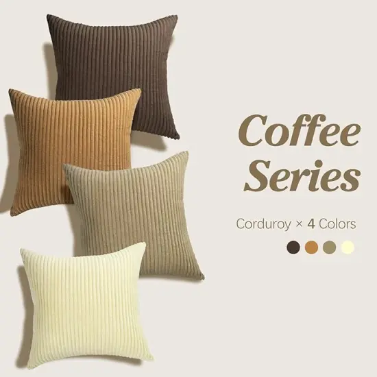 Throw Pillow Covers 18x18, Set of 4 Multi-Color Matching Square Soft Throw Pillow Cases Modern Stripes Couch Pillows for Living Room Home Bedroom Sofa Car Office Decor, 45x45cm/Brown {3}