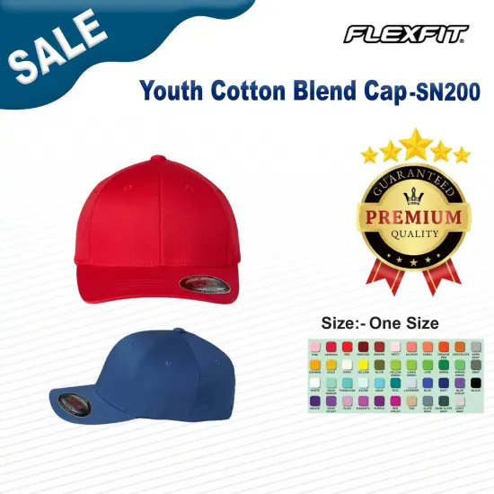 Flexfit&reg; Youth Cotton Blend Cap Navy {3}