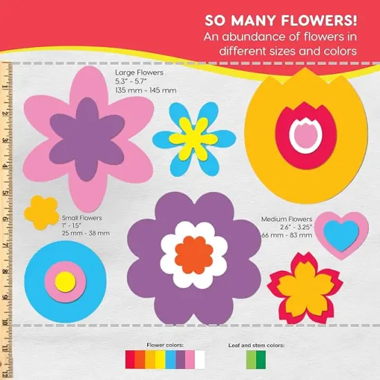 280 Pieces of DIY Flower Cutouts with IDEA Guide - 2-Sided Punch Out Tulips, Daisies, Daffodils, Flowers Ideal for Spring Craft Projects, and Mother's Day DIY Gift Craft {3}