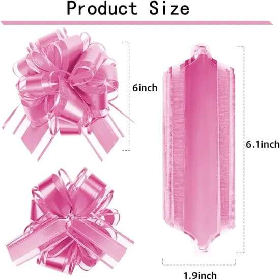 Bows for Gift Wrapping, Matte Ribbon Pull Bow- Large, 6 Inches ，12Pcs Pull Bow,for Christmas, Birthday Gift, Wendding Baskets,Party Decorations {2}