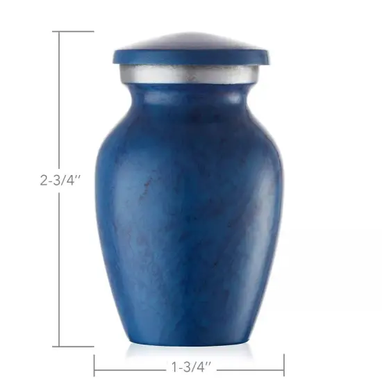 Small Mini Keepsake Cremation Urn for Human Ashes, Blue with Velvet Case {2}