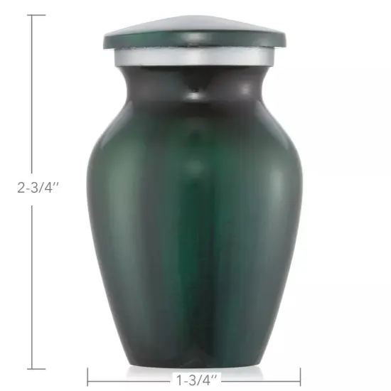Small Mini Keepsake Cremation Urn for Human Ashes, Green with Velvet Case {2}