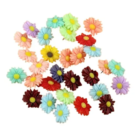 40Pc Push Pin Flowers Thumbtacks Decorative Daisy for Corkboard Map Photo Wall {1}