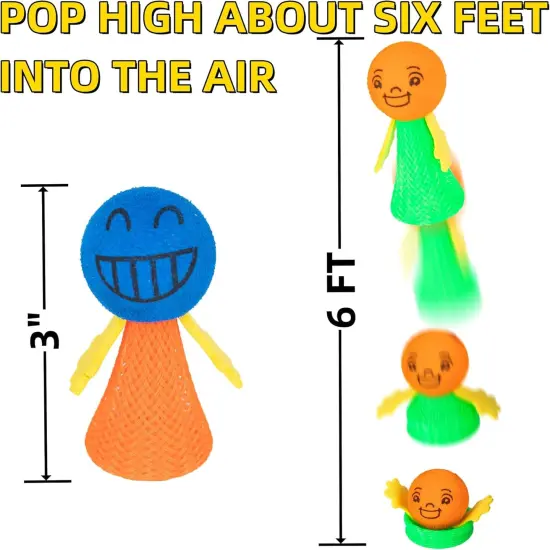 24Pcs Jumping Spring Rockets Launchers Toys-Fidget Emoticon Popper Toy Bouncy for Kids Toddlers Party Favors,Birthday Return Gifts,Valentines Day Gifts Goodie Bag Stuffers,Classroom Rewards Prizes {2}