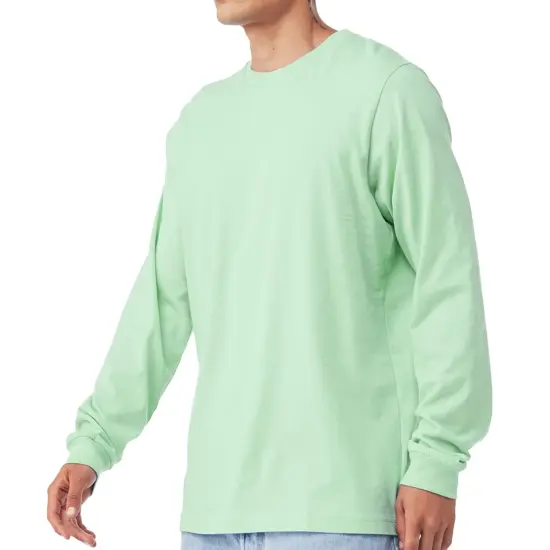 Bella + Canvas Long Sleeve T-Shirt, Men&rsquo;s Heavy Cotton Jersey Tee, Multicolor Mint {2}