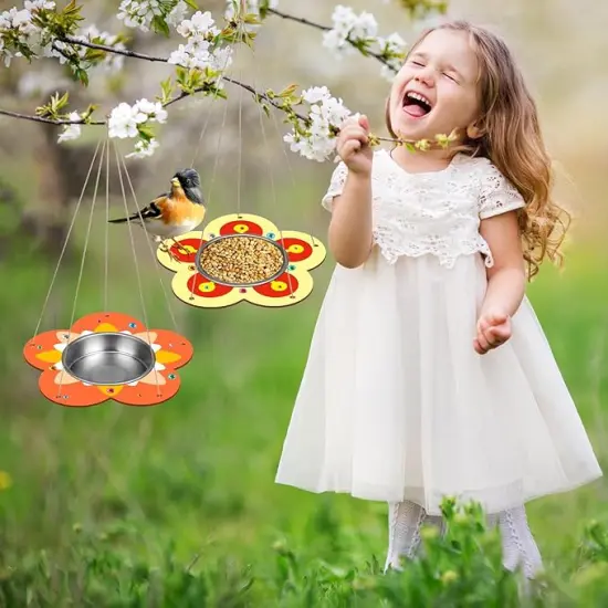 4 Pack Bird Feeder Kits for Kids Make Your Own Bird Feeders Wooden Art and Craft for Girls Boys Ornaments DIY to Paint Craft for Fall Garden Outdoor Decoration Winter Activities Project {4}