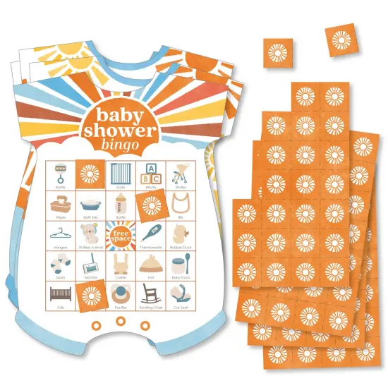 Big Dot of Happiness Here Comes The Son Baby Shower Bingo, Picture Game Cards and Markers, Boy Boho Party Supplies - Set of 18 {1}