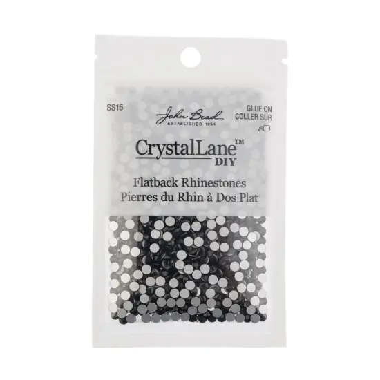 Crystal Lane DIY SS16 Glass Flatback Rhinestones, 1440pcs Jet {3}