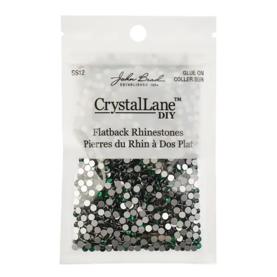 Crystal Lane DIY SS12 Glass Flatback Rhinestones, 2880pcs Emerald {3}