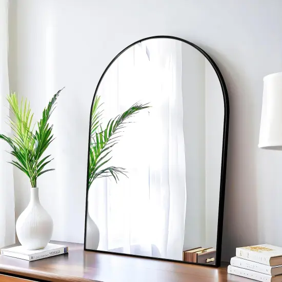 20x30 Arch Mirror Rectangle Wall Mounted Metal Frame Mirrors for Entryway Bedroom Bathroom Living Room 20 30 inch Gold Silver - Black {1}
