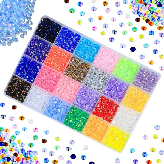 18000Pcs 3mm Flatback Jelly Rhinestones &ndash; Multicolor Gems with 15ml B7000 Glue {2}