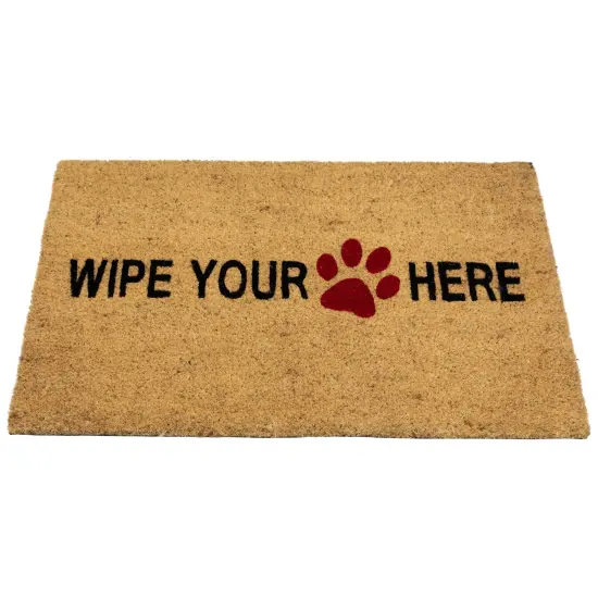 Northlight Animal Print "Wipe Your Paw Here" Doormat 30 x 18 Beige {5}