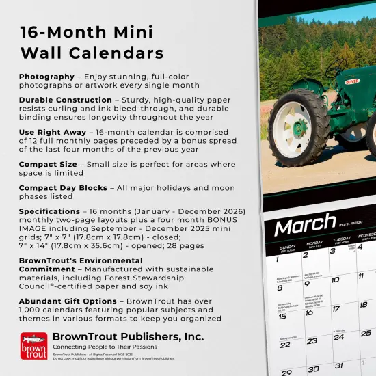 Tractors | 2026 7 x 14 Inch (Hanging) Monthly Mini Wall Calendar {6}