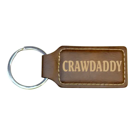 Keychain - Rectangle - Crawdaddy - Leather Rawhide/Black {4}