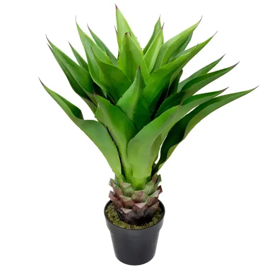 Northlight Real Touch&trade;️ Green Artificial Agave Succulent Plant In a Black Pot - 30.5" Brown {6}