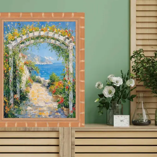 Boho Gold Bamboo Wood Picture Frame 28x40 frame {5}