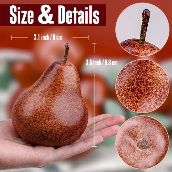 6 Pack Realistic Artificial Brown Pears - Fake Fruit Decor for Home {2}