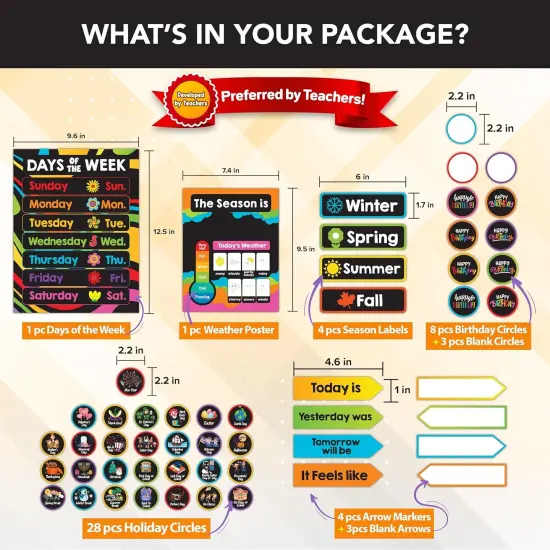 143 Pcs Cutout Calendar Bulletin Board Set with Borders {3}