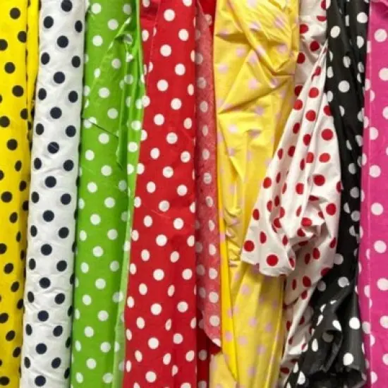 1 Yard Poly Cotton Fabric 1" Polka Dot Print, 58" Wide Durable Material for Apparel & Crafts Fuchsia/White {2}