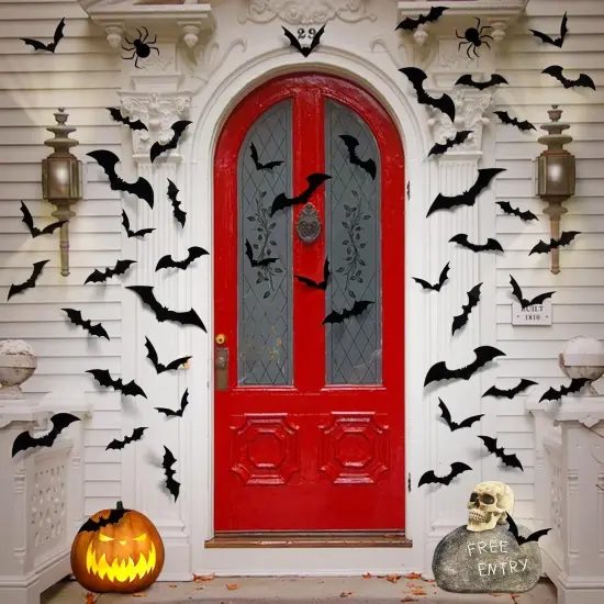 100pcs Bats Halloween Decorations: Halloween Bats Wall D&eacute;cor Bat Stickers {4}