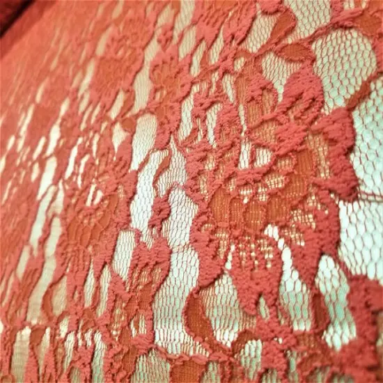1 Yard Coral Floral Stretch Lace Fabric Soft 4-Way Elastic for Dress Bridal 59 Inches Wide {4}