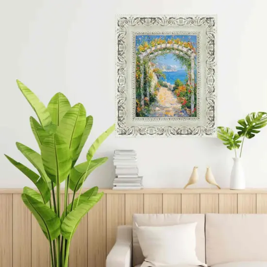 Wide Alabaster White Wash With Charcoal Picture Frame 22x30 frame {5}